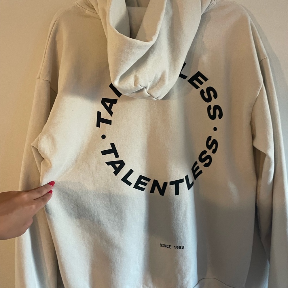 TALENTLESS Cream Hoodie with Black Logo